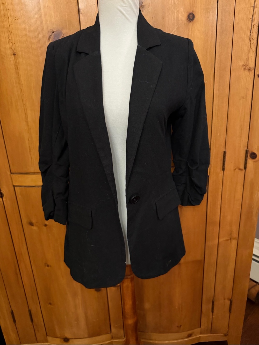 LUSH Black Women's Tailored Blazer Jacket - Classic Single-Button